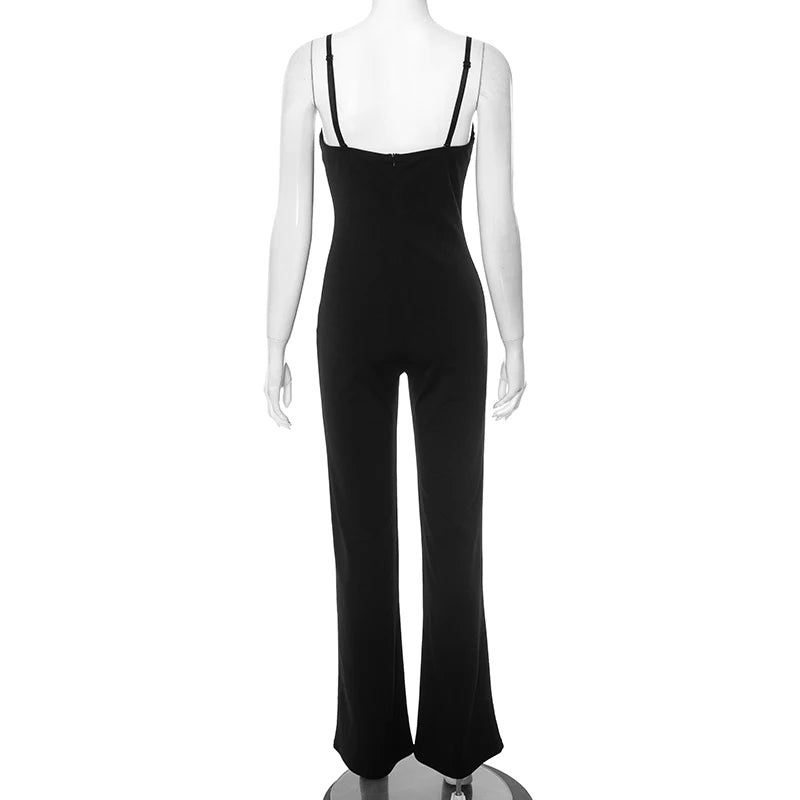 CUTENOVA Women'S Spring Summer Camisole V-Neck Offset Printed Zipper Sleeveless Slim Jumpsuit Fashion  Casual Sexy Jumpsuits
