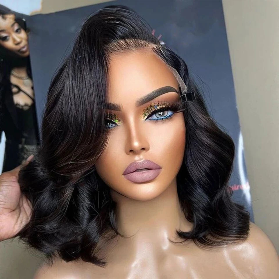 Cheap Body Wave Short Bob Wig Human Hair 13x4 Hd Full Lace Front Wig 10A Grade Virgin Lace Frontal Wigs For Women 180% Density