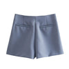 Willshela Women Fashion Solid Asymmetrical Side Zipper Skirts Shorts Vintage High Waist Female Chic Lady Shorts