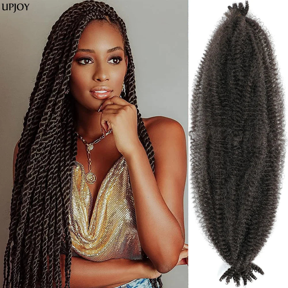 24 inch Kinky Afro Springy Braiding Crochet Hair 18” Marley Kinky Crochet Braids Hair Soft Afro Kinky Twist Crochet Braid Hair
