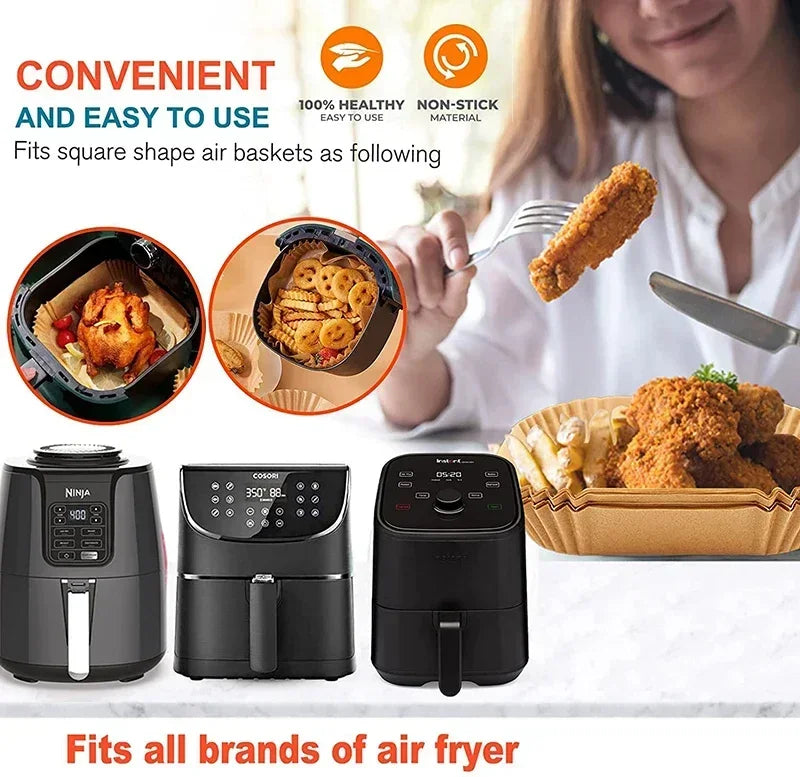 50/100PCS Air Fryer Disposable Paper Square Round Baking Paper Barbecue Plate NonStick Mat Kitchen Oven Oil Absorbing Paper Tool
