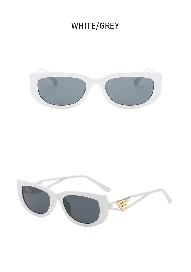 New Small Frame Cat Eye Sunglasses Women Personality Hollow Triangle Sun Glasses Men Trendy Retro Oval Gafas De Sol Mujer