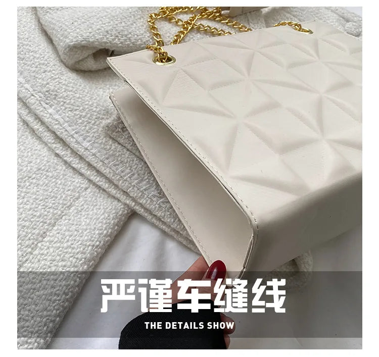 Ladies Fashion Large Capacity Chain Bag Retro Square Tote Bag Diamond Texture Shoulder Crossbody Daily Hundred Underarm Handbag