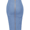16 Colors Sexy Solid Zipper Orange Blue Black Red Bandage Skirt Women Elastic Bodycon Summer XL XXL Pencil Skirts 58cm