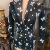 Sparkly Sequins Rhinestones Big Sleeves Black Jacket Sexy Singer Dancer Nightclub Jazz Dance Costume Performance Show Stage Wear