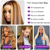 30 Inch Highlight 13x6 Lace Frontal Wig Human Hair  250 Density Highlight Ombre Colored Pre Plucked Human Hair Wigs For Woman