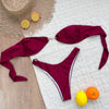 2025 New Sexy Burgundy Bikini Set with Gold Detail- Bandeau Top with High-Cut Bottoms, Perfect for Summer Beach and Pool Parties