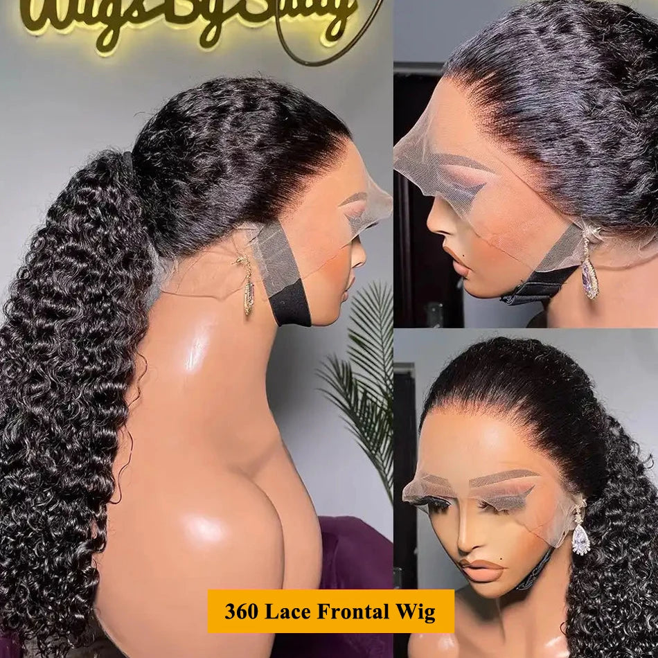 360 Lace Front Wig Human Hair Water Wave Invisi Strap Snug Fit 360 Transparent Lace Frontal Wigs Pre Cut Lace Wig Bleached Knots