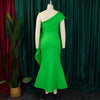 Elegant Dresses for Women One Shoulder Sleeveless Ruffles Mermaid Floor Length Luxury Birthday Party Dinner Vestidos Mujer Dress