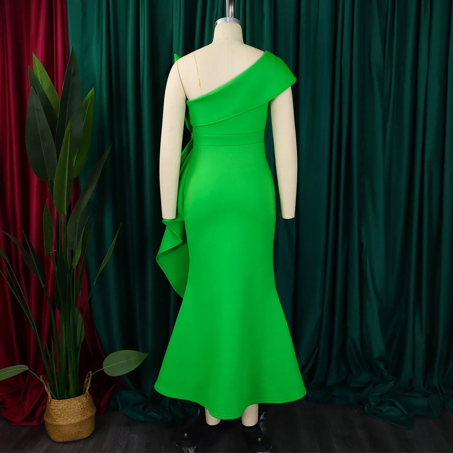 Elegant Dresses for Women One Shoulder Sleeveless Ruffles Mermaid Floor Length Luxury Birthday Party Dinner Vestidos Mujer Dress