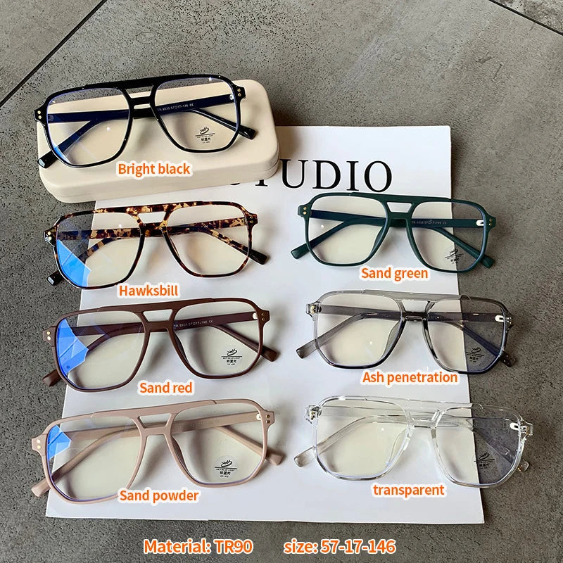 Retro Fashion Anti-blue Light Glasses Men Women Transparent Computer Glasses Frame Eyeglass Frame Flat Glasses Square Eyeglasse