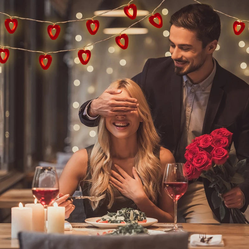 10 LED Love Heart String Lights Valentine's Day Decoration Garland Led Fairy Lights Wedding Birthday Party Decor Supplies Props