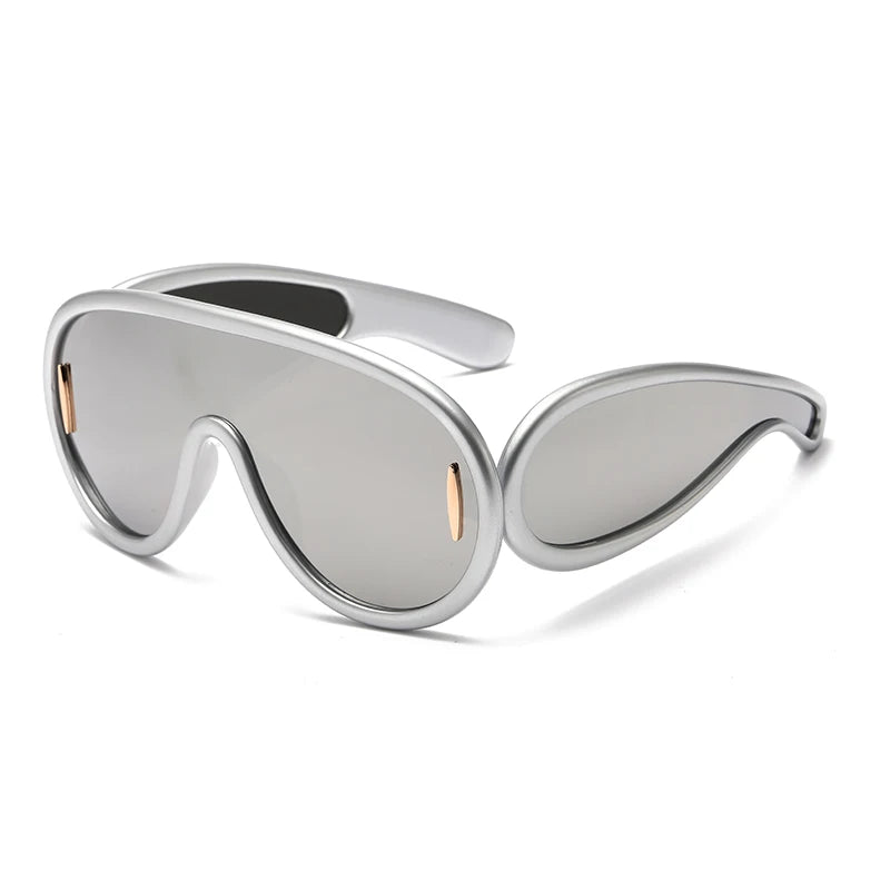 New Fashion Personality Hip Hop Cool Cyberpunk Sunglasses with Large Frame UV400 Anti UV Eyeglasses Oculos De Sol Feminino