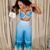 Sexy Nightclub Outfits for Women 2 Piece Set Birthday Vacation Bra Crop Top and Print Wide Leg Pants Matching Sets Beach Wear