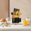 LMETJMA 24 Pcs Flatware Set Stainless Steel Knives Forks Spoons Cutlery Set Service for 6 Kitchen Utensil Tableware Set JT378