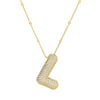 Cubic Zirconia Gold Plated  Bubble Alphabet Letter Necklace Monogram Necklace Balloon Initial Necklace Gifts for Women Girls