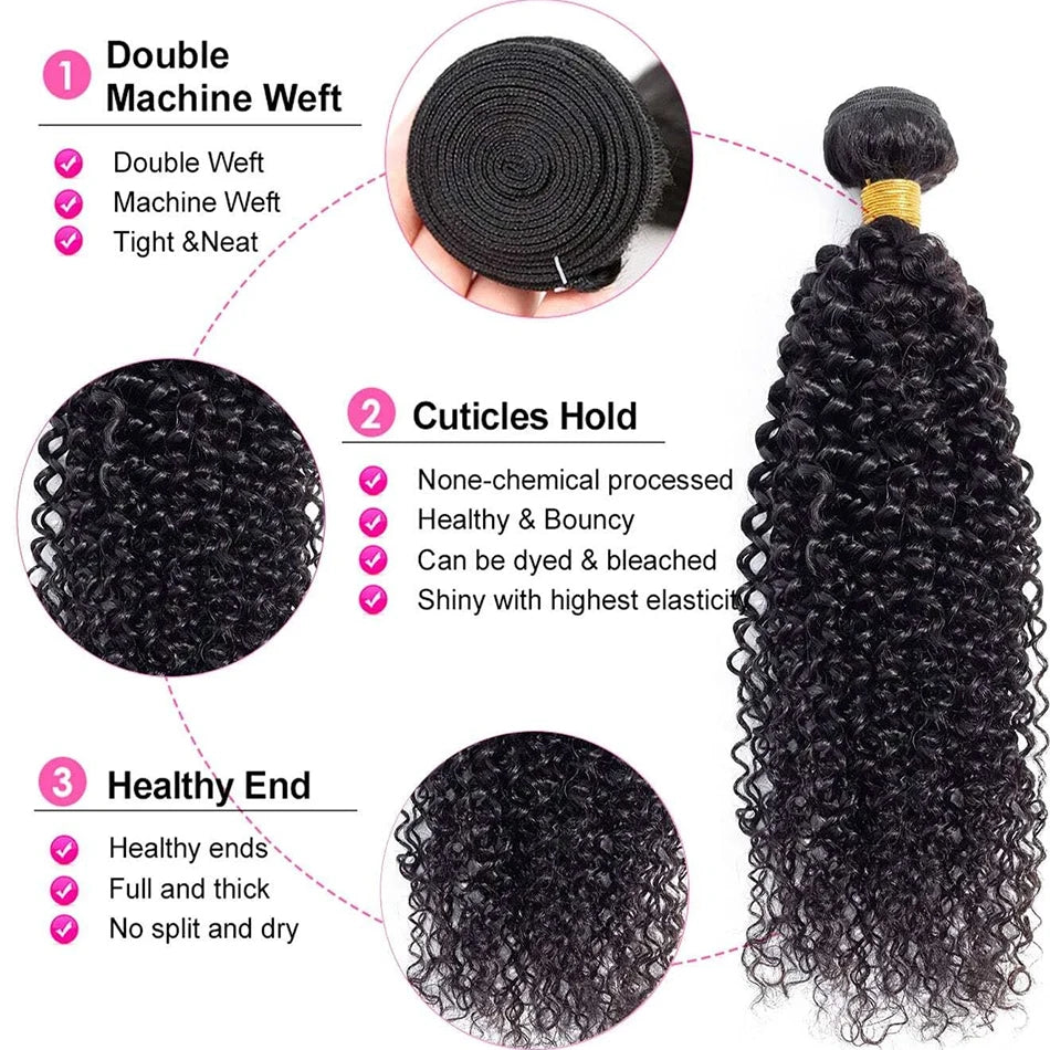 30 Inch Kinky Curly Human Hair Bundles 100% Human Hair Extensions Brazilian Water Wave Bundles Raw Hair Weave Tissage Hair