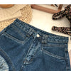 ITOOLIN Women Vintage Tassels Denim Shorts Button Loose High Waist A-line Jean Shorts Casual Women Office Trousers Streetwear