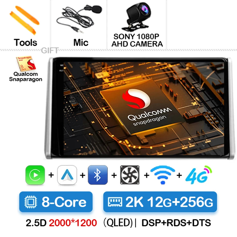 Android 14 Car Radio For Toyota RAV4 5 XA50 2018 - 2023 Multimedia Video Player Navigation GPS 2Din Carplay Auto 4G WIFI QLED BT