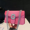 Crocodile Embossed Shoulder Bags For Women Flap PU Leather Fashion Rhinestone Decor Small Square Crossbody Bag Designer Handbag