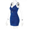 2022 Sexy Spaghetti Strap Bodycon Dress Women Backless Folds Wrap Hip Dresses Female Causal Streetwear Slim Dress Vestidos Robes