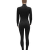 Women's Bodycon One-piece Jumpsuit Long Sleeved Big Zipper Female Casual Sport Workout Skinny Activity Wear Overalls Tops