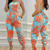 New Summer Fashion Printed Sleeveless Jumpsuit Sexy Hollow Backless Lace Up Long Jumpsuits Elegant Casual Jumpsuit With Pocket
