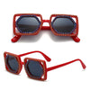 Square Luxury Diamonds Sunglasses Women Punk Fashion Rhinestone Sun Glasses Female Shiny Sexy Yellow Lens Eyewear Shade Handmade