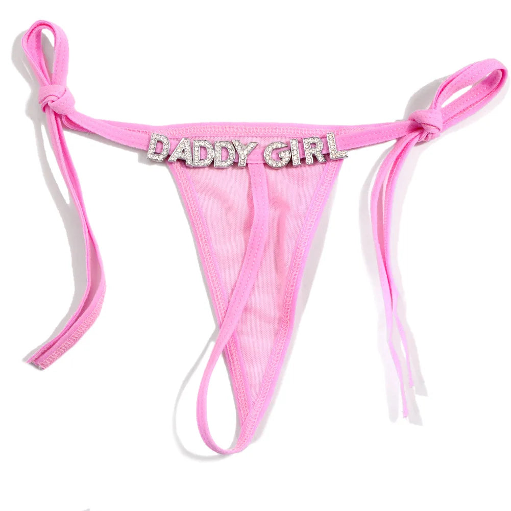 Sexy Custom Thong Name Crystal Letter Underwear Bikini Personalized Customized tangas G-string Girl friend Wife Birthday Gift