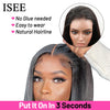 ISEE HAIR Wear And Go Glueless Human Hair Wig Bob HD Lace Straight Short Bob 6x4 Lace Frontal Pre Plucked Human Wigs Ready To Go