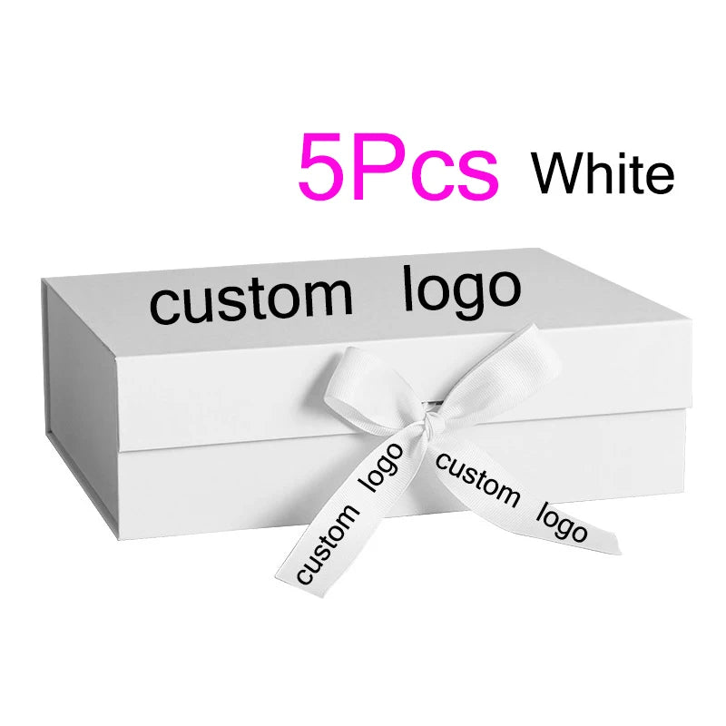 5Pcs Gift Box With Lid Personalized Bridesmaid Groomsmen Proposal Box With Ribbon Present Packaging Box Wedding Boxes