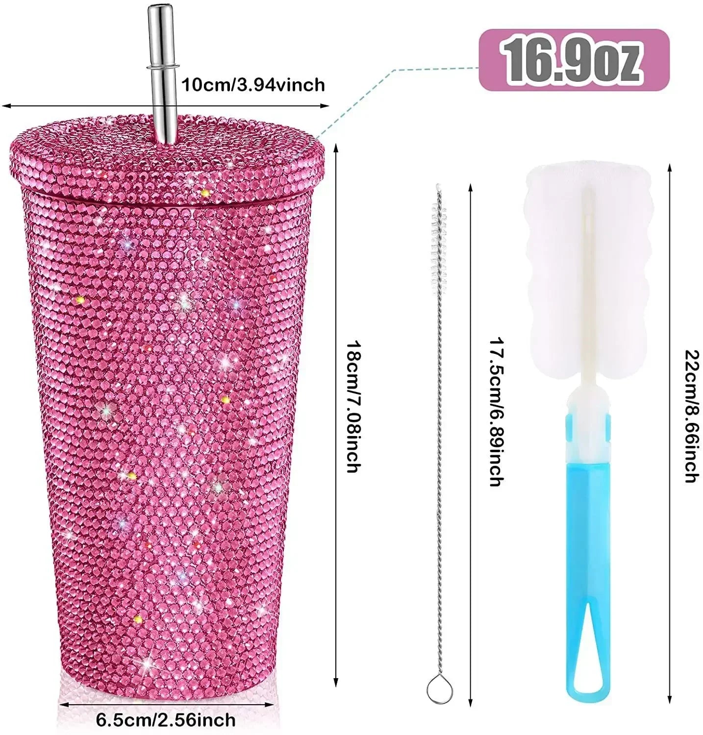 1 Pc Rhinestone Coffee Cup Gift Cup Rhinestone Rhinestone Thermos Cup Double Stainless Steel Straw Cup Coffee Mug  Water Bottles