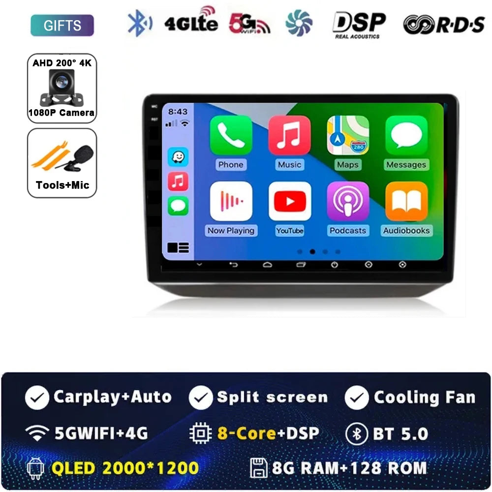 Android 14 Car Radio For Skoda Fabia 2 2007-2014 Multimedia Navigation GPS 4G WIFI Carplay Android Auto Player Carplay QLED 360