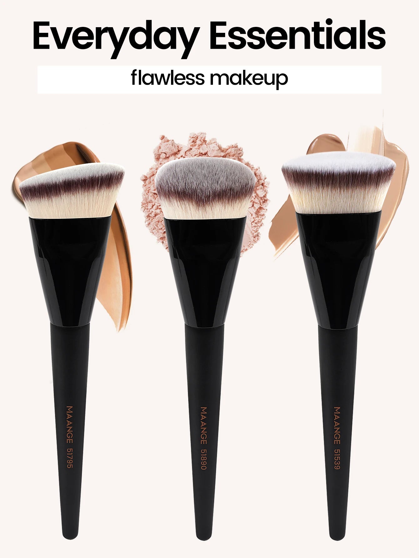 MAANGE 3pcs Makeup Brush Set Angle Round Flat Head Foundation Brush Soft Bristle With Box Skin-friendly Makeup Tool for Beauty
