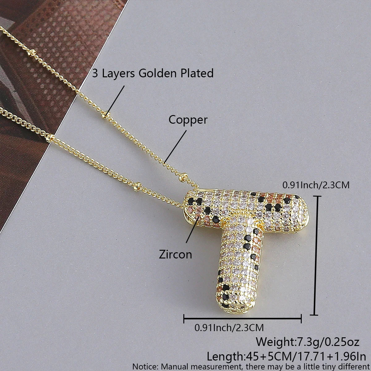MHS.SUN New Leopard Bubble Letter Necklace Gold Plated Chunky Bubble Zircon 26 Initial Pendant Necklace Women Fashion Jewelry