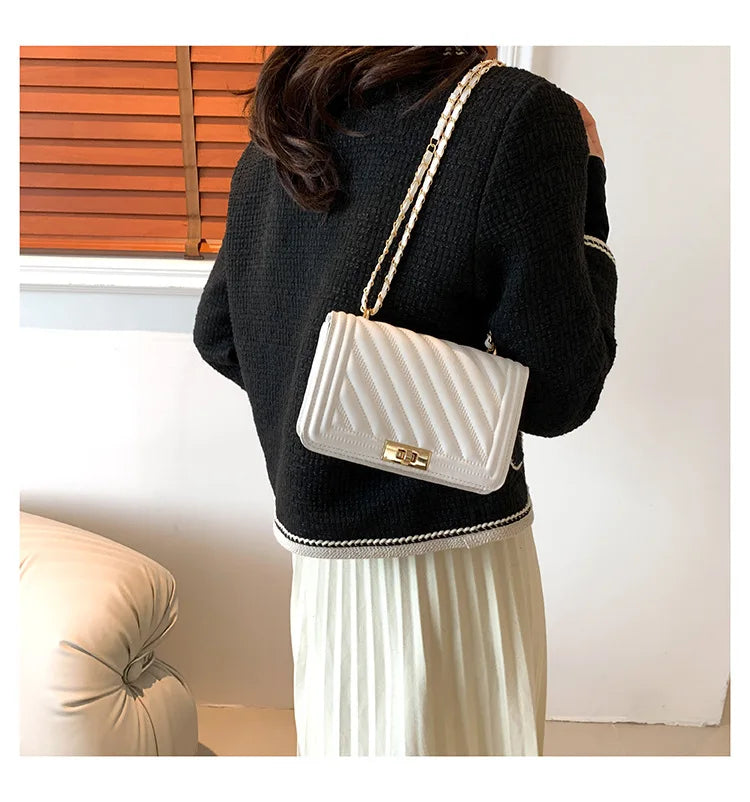 Fashionable Mini Quilted Embossed Chain Shoulder Bag Simple And Versatile Diagonal Crossbody Bag For Women Square Handbag