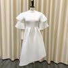 Elegant Party Dresses for Woman 2024 New O Neck Ruffles Sleeve High Waisted Asymmetric Mid Calf Luxury Birthday Dinner Vestidos