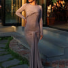 Tossy Female Pleated Sexy Maxi Dress Patchwork Twist Slim Long Sleeve Solid Y2k Autumn Streetwear Dress Women's Bodycon Dress