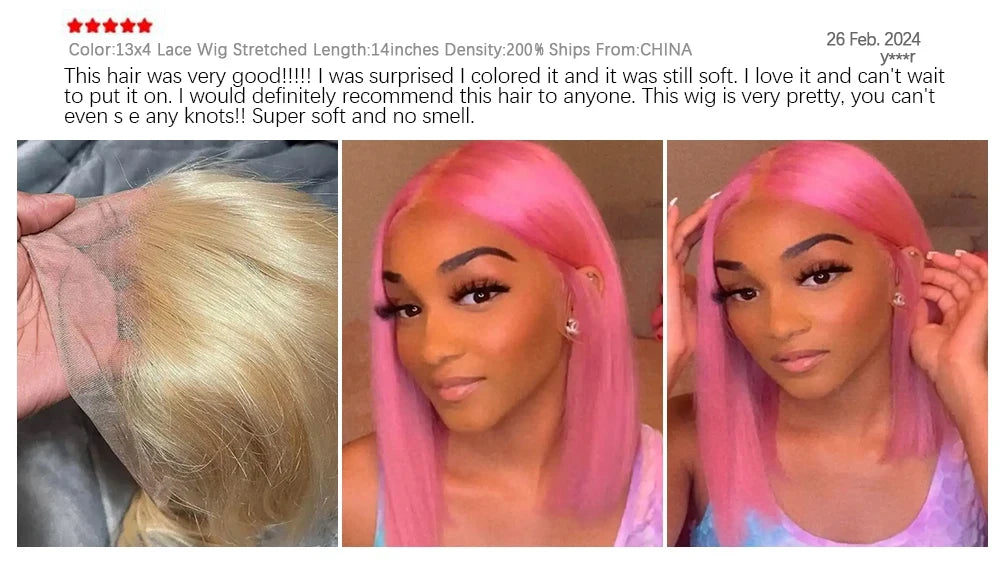 200 Density Blonde Straight Bob Wig HD Transparent Lace Pre Plucked Human Hair Wig 13x4 13x6 Lace Frontal Wig For Black Women