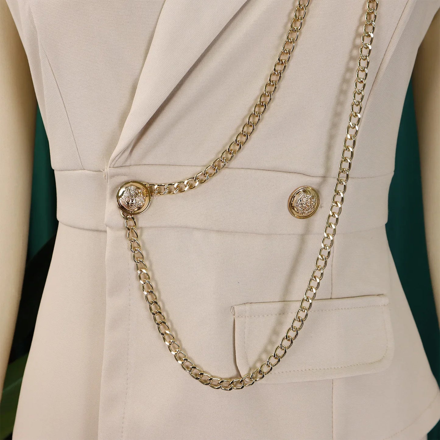 C8604 Foreign Trade Women's Fashionable Sexy Chain Collar Wide Leg African Jumpsuit Casual Style Long Dress For Ladies