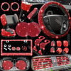 Car Accessories Set 27/4Piece Women Bling Universal Fit Polyester Steering Cover Shiny License Frame Phone Holder Coasters Tools