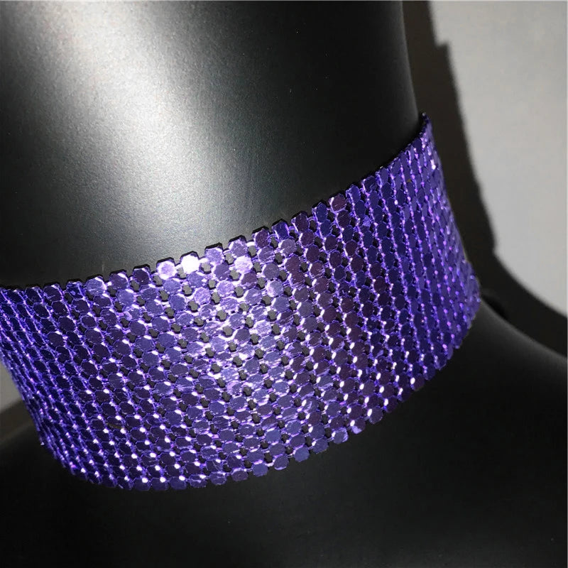 Fashion Metal Sequins Chokers Necklace Jewelry Women Statement Choker Wedding Necklace Jewelry Accessories For A Gift