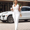 Business OL Work Wear Two Piece Pant Suits for Women Set Elegant Sleeveless Blazer Top + Pencil Pants Office Lady Matching Sets