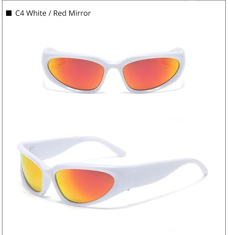 Designer y2k UV400 Mirrored Sunglasses Women White Sun Glasses Men Hispter Sport Driving Cycling Ladies Shades 2023 gafas de sol