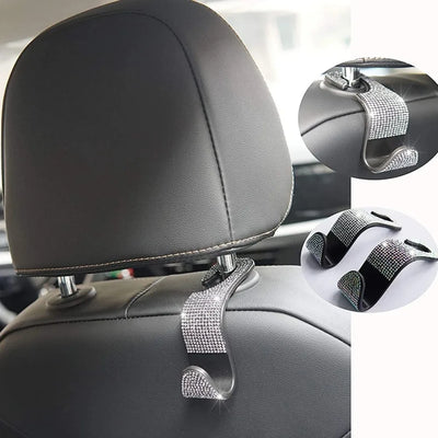 Multifunction Portable Rhinestone Car Seat Back Hook Headrest Storage Holder Hanging Bag Organizer Auto Interior Accessories