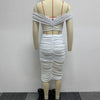 S10632 Sexy Slimming Mesh Splice Bum Covering Visibility Elastic Off-Shoulder 2-Piece Set European And American Style