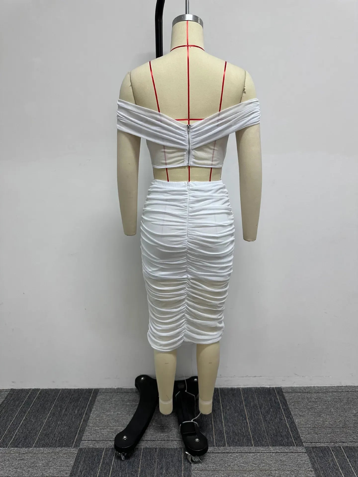 S10632 Sexy Slimming Mesh Splice Bum Covering Visibility Elastic Off-Shoulder 2-Piece Set European And American Style