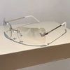 Y2K Luxury Brand Designer Rimless Square Sunglasses Women For Female Trendy Sun Glasses Diamond Butterfly Pink Punk Shades UV400