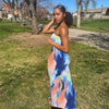 Spring And Summer Dresses For Women Chest Wrap Printed Off Shoulder Bandage Slim Sexy Long Dress 2023 New Fashion party MsChuh