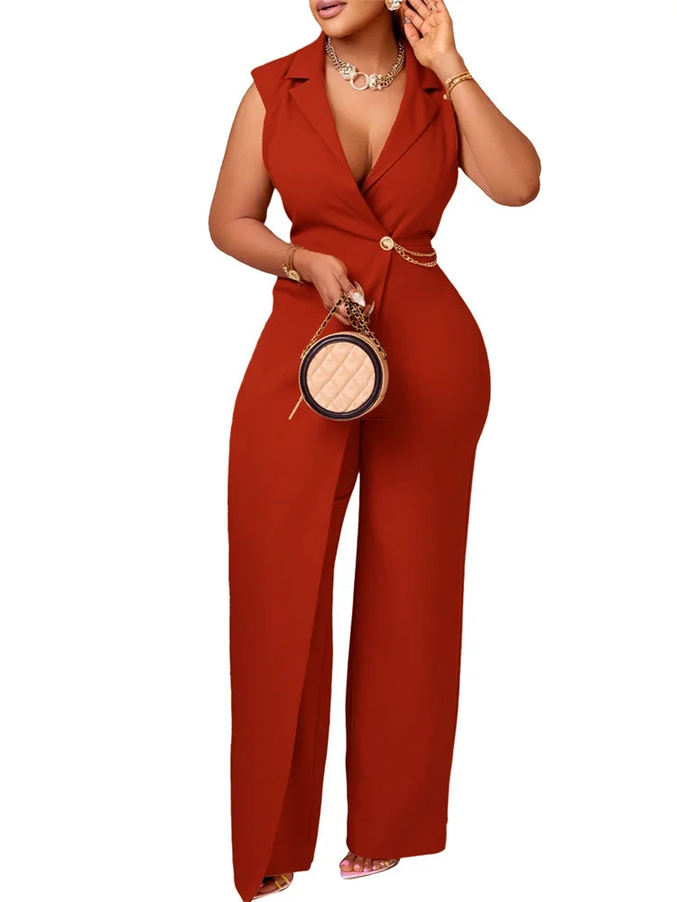 Wmstar Women's Jumpsuits One Piece Outfits Sleeveless Solid Office Lady Summer Sexy Playsuits Overalls Wholesale Dropshipping